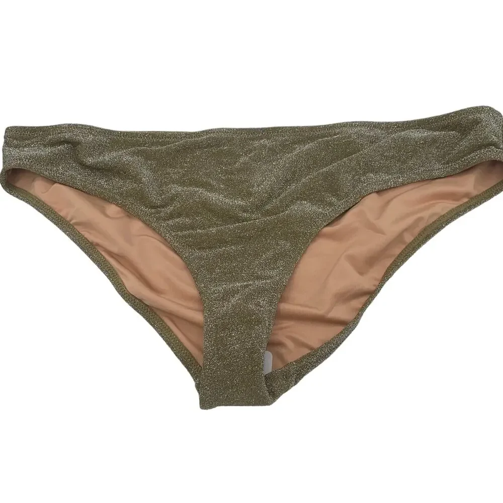 New J. Crew Gold Sparkle Hipster Bikini Swim Bathing Suit Bottom Womens Size XXL